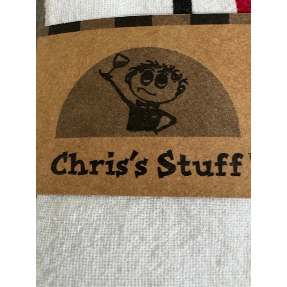 Set of 2 Chris's Stuff Kitchen Linens White Blue Wine Lover kitchen decor Towels